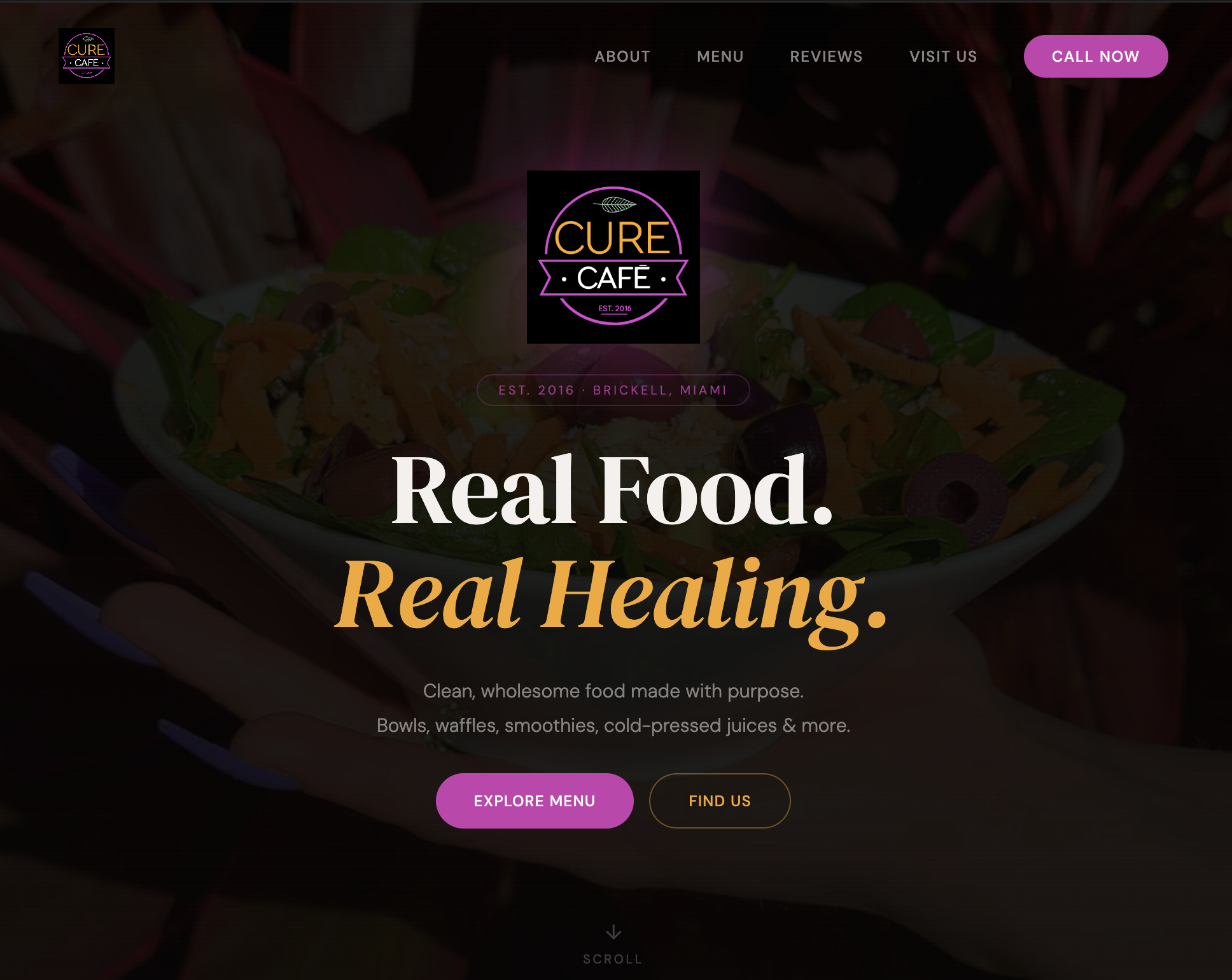 Cure Café homepage screenshot